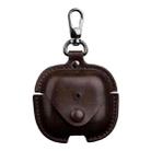 For AirPods 4 Business Leather Earphone Protective Case with Hook(Dark Brown) - 1