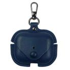 For AirPods Pro 3 Business Leather Earphone Protective Case with Hook(Blue) - 1