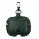 For AirPods Pro 3 Business Leather Earphone Protective Case with Hook(Green) - 1