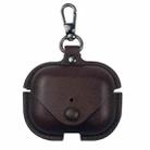 For AirPods Pro 3 Business Leather Earphone Protective Case with Hook(Dark Brown) - 1