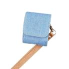 For AirPods 1 / 2 Cowboy Fabric Texture PU Headset Protective Bag(Light Blue) - 1