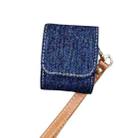 For AirPods 1 / 2 Cowboy Fabric Texture PU Headset Protective Bag(Dark Blue) - 1