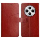 For Redmi 14C 4G Y-shaped Pattern Flip Leather Phone Case(Brown) - 1