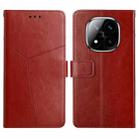 For Redmi Note 14 Pro+ 5G Y-shaped Pattern Flip Leather Phone Case(Brown) - 1