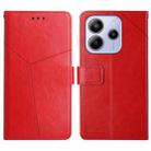 For Redmi Note 14 4G 163.25mm Y-shaped Pattern Flip Leather Phone Case(Red) - 1
