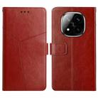 For Redmi Note 14 Pro 4G Y-shaped Pattern Flip Leather Phone Case(Brown) - 1