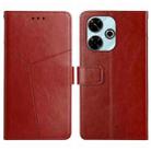 For Redmi 13x Y-shaped Pattern Flip Leather Phone Case(Brown) - 1