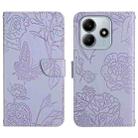 For Redmi Note 14 5G Skin Feel Butterfly Embossed Flip Leather Phone Case(Purple) - 1