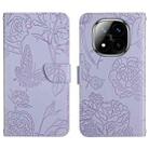 For Redmi Note 14 Pro+ 5G Skin Feel Butterfly Embossed Flip Leather Phone Case(Purple) - 1