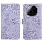 For Redmi Note 14 Pro+ 5G Skin Feel Butterfly Embossed Flip Leather Phone Case(Pink) - 1
