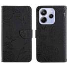 For Redmi Note 14 4G 163.25mm Skin Feel Butterfly Embossed Flip Leather Phone Case(Black) - 1