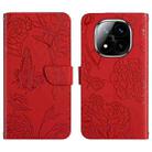 For Redmi Note 14 Pro 4G Skin Feel Butterfly Embossed Flip Leather Phone Case(Red) - 1