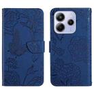 For Redmi Note 14 4G 164.84mm EU Version Skin Feel Butterfly Embossed Flip Leather Phone Case(Blue) - 1