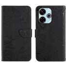 For Redmi 13x Skin Feel Butterfly Embossed Flip Leather Phone Case(Black) - 1