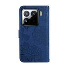 For Xiaomi 15 Pro Skin Feel Butterfly Embossed Flip Leather Phone Case(Blue) - 3