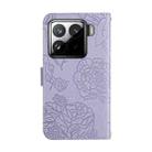 For Xiaomi 15 Skin Feel Butterfly Embossed Flip Leather Phone Case(Purple) - 3