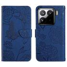For Xiaomi 15 Skin Feel Butterfly Embossed Flip Leather Phone Case(Blue) - 1