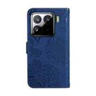 For Xiaomi 15 Skin Feel Butterfly Embossed Flip Leather Phone Case(Blue) - 3