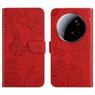 For Xiaomi 15 Ultra Skin Feel Butterfly Embossed Flip Leather Phone Case(Red) - 1