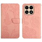 For Xiaomi 15T Skin Feel Butterfly Embossed Flip Leather Phone Case(Pink) - 1