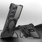 For Samsung Galaxy S23 Ultra 5G Mechanical Arm Borderless MagSafe Holder Metal Phone Case(Black Silver) - 1