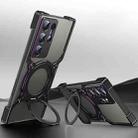 For Samsung Galaxy S23 Ultra 5G Mechanical Arm Borderless MagSafe Holder Metal Phone Case(Black Purple) - 1