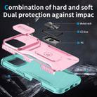 For iPhone 16 Sliding Camshield Holder Phone Case(Pink + Grey Green) - 3