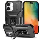 For iPhone 16 Sliding Camshield Holder Phone Case(Black) - 1