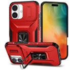 For iPhone 16 Sliding Camshield Holder Phone Case(Red) - 1