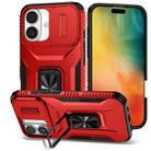 For iPhone 16 Plus Sliding Camshield Holder Phone Case(Red) - 1