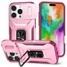 For iPhone 16 Pro Sliding Camshield Holder Phone Case(Pink + Rose Red) - 1