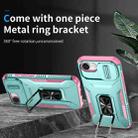 For iPhone 16e Sliding Camshield Holder Phone Case(Pink + Grey Green) - 2