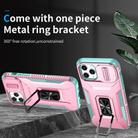 For iPhone 11 Pro Sliding Camshield Holder Phone Case(Pink + Grey Green) - 2