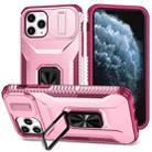 For iPhone 11 Pro Sliding Camshield Holder Phone Case(Pink + Rose Red) - 1