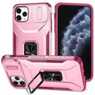 For iPhone 11 Pro Max Sliding Camshield Holder Phone Case(Pink + Rose Red) - 1