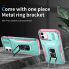 For iPhone 11 Sliding Camshield Holder Phone Case(Grey Green + Pink) - 2