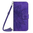 For Redmi Note 14 5G Skin Feel Sun Flower Embossed Flip Leather Phone Case with Lanyard(Dark Purple) - 2