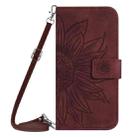 For Redmi Note 14 Pro+ 5G Skin Feel Sun Flower Embossed Flip Leather Phone Case with Lanyard(Wine Red) - 2