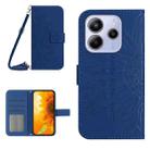 For Redmi Note 14 4G 163.25mm Skin Feel Sun Flower Embossed Flip Leather Phone Case with Lanyard(Dark Blue) - 1