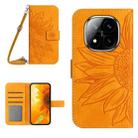 For Redmi Note 14 Pro 4G Skin Feel Sun Flower Embossed Flip Leather Phone Case with Lanyard(Yellow) - 1