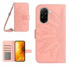 For Redmi A5 4G 173.3mm Skin Feel Sun Flower Embossed Flip Leather Phone Case with Lanyard(Pink) - 1