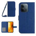 For Redmi 15C 5G 173.1mm / 15C 4G 173.1mm Skin Feel Sun Flower Embossed Flip Leather Phone Case with Lanyard(Dark Blue) - 1