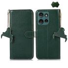 For Motorola Edge 50 Neo Genuine Leather Litchi Texture RFID Leather Phone Case(Green) - 1