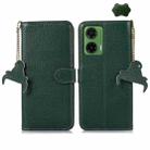 For Motorola Moto G35 Genuine Leather Litchi Texture RFID Leather Phone Case(Green) - 1