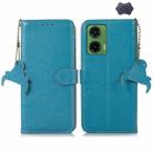 For Motorola Moto G35 Genuine Leather Litchi Texture RFID Leather Phone Case(Blue) - 1