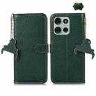 For Motorola Moto G75 5G Genuine Leather Litchi Texture RFID Leather Phone Case(Green) - 1