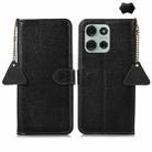 For Motorola Moto G75 5G Genuine Leather Litchi Texture RFID Leather Phone Case(Black) - 1