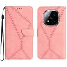 For Redmi Note 14 Pro+ 5G Stitching Embossed Leather Phone Case(Pink) - 1