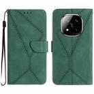 For Redmi Note 14 Pro+ 5G Stitching Embossed Leather Phone Case(Green) - 1