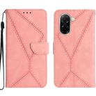 For Redmi A5 4G 173.3mm Stitching Embossed Leather Phone Case(Pink) - 1
